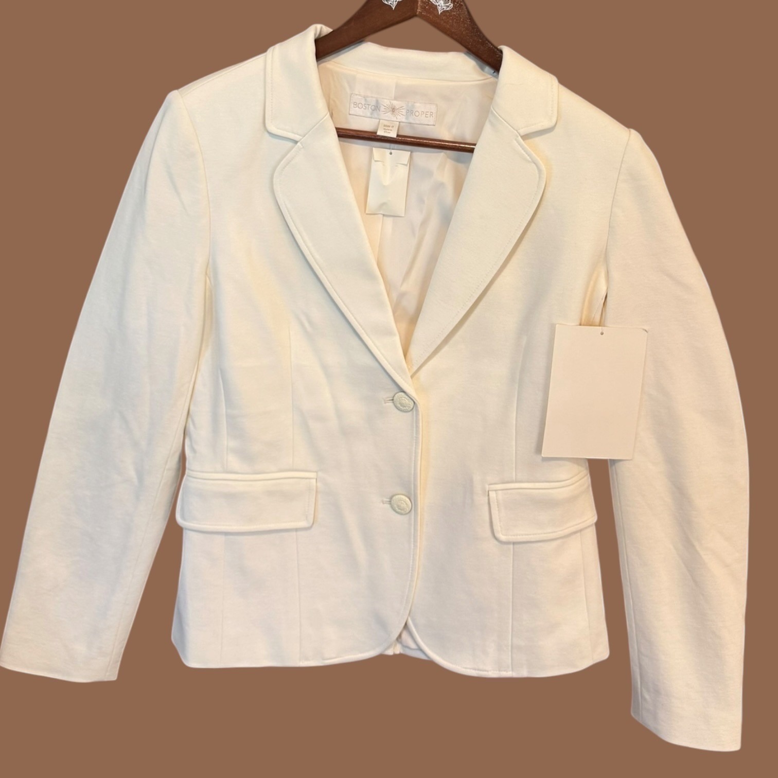 Nwt Boston Proper Ivory Ponte Knit Two Button Blazer Sz 8 Academia Minimalist